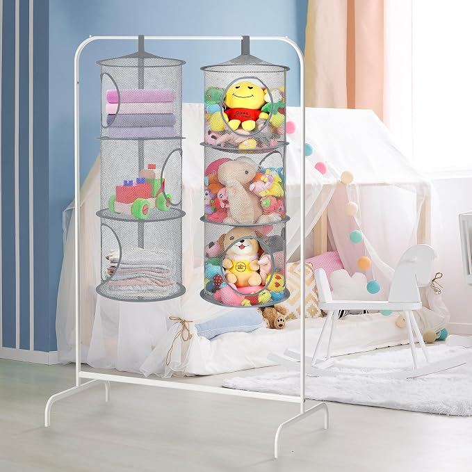 2Pcs Hanging Stuffed Animal Storage Hammock Net 3 Tiers, Holds Plushies - Image 6