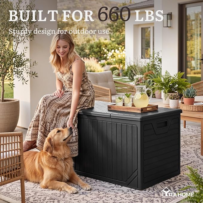 YITAHOME XXL 300 Gallon Extra Large OutdoorDeck Box, Lockable Resin Storage Box - Image 5