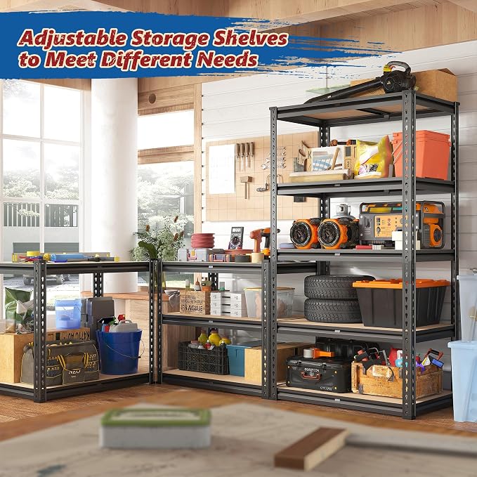 REIBII Storage Shelves 1600LBS Garage Shelving Heavy Duty Metal Shelving 5 Tier - Image 7