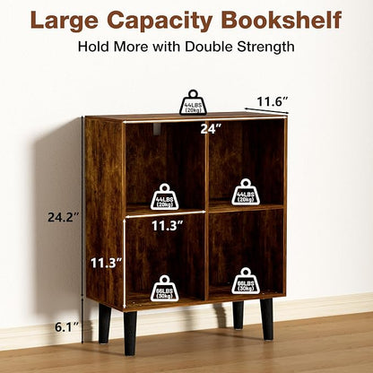 4 Cube Bookcase, Wooden Book Shelf Cube Storage Organizer - Image 3