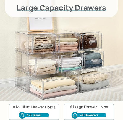 Vtopmart 8 Pack Large & Medium Stackable Drawer Organizer Set, Easy Assembly - Image 4