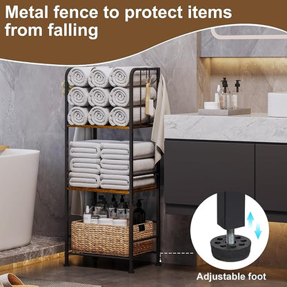 3-Tier Freestanding Cabinet Towel Rack Metal Stand | M-shaped detachable - Image 3