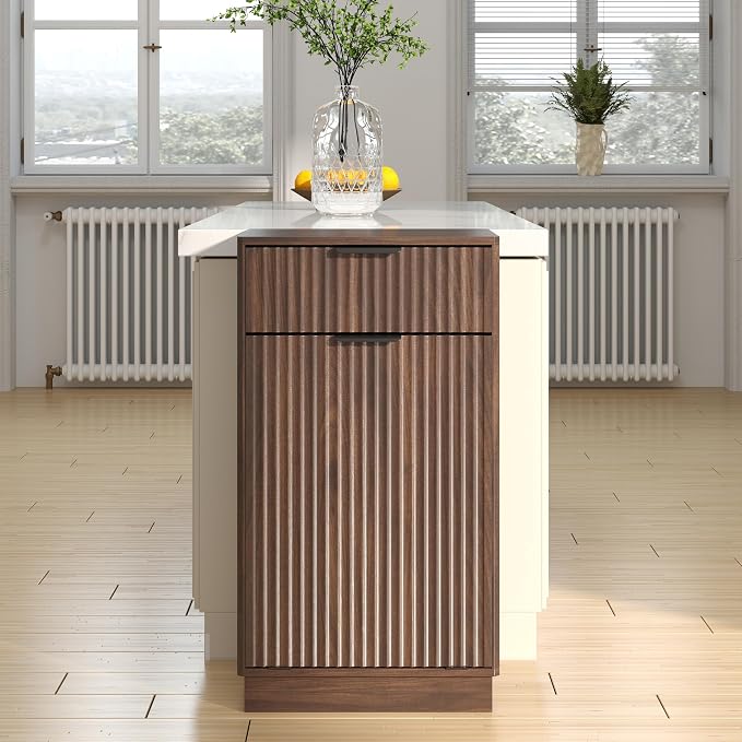 Tilt-Out Trash Cabinet with 10-Gallon Capacity, Walnut Laundry Hamper Cabinet - Image 6