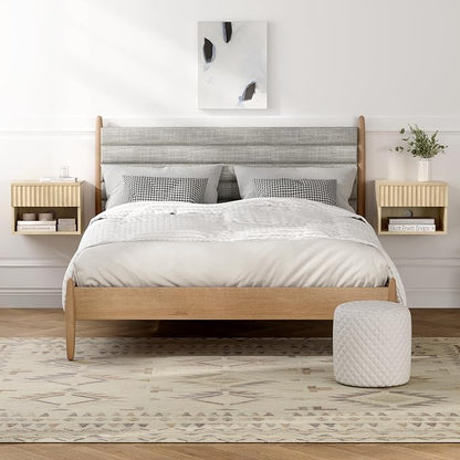 Floating Nightstand with Drawer and Open Shelf, Small Wall Mounted Bedside End - Image 7