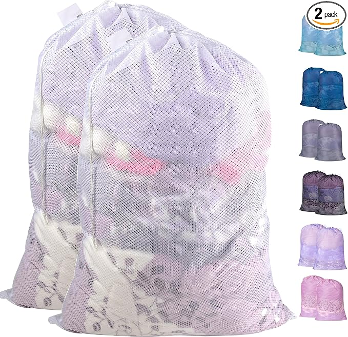 Polecasa 2 Pack Heavy Duty Diamond Mesh Laundry Bag, Breathable Mesh, Machine by Polecasa