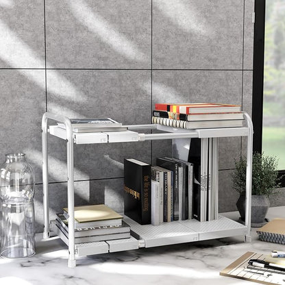 Simple Houseware Under Sink 2 Tier Expandable Heavy Duty Metal Shelf Organizer - Image 8