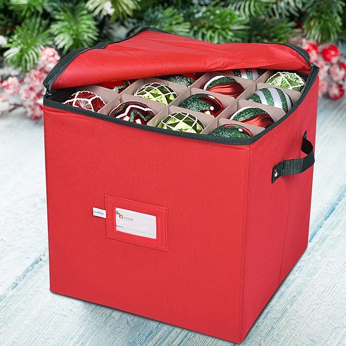 Christmas Ornament Storage Box, 4 Individual Trays Xmas Storage Container - Image 7