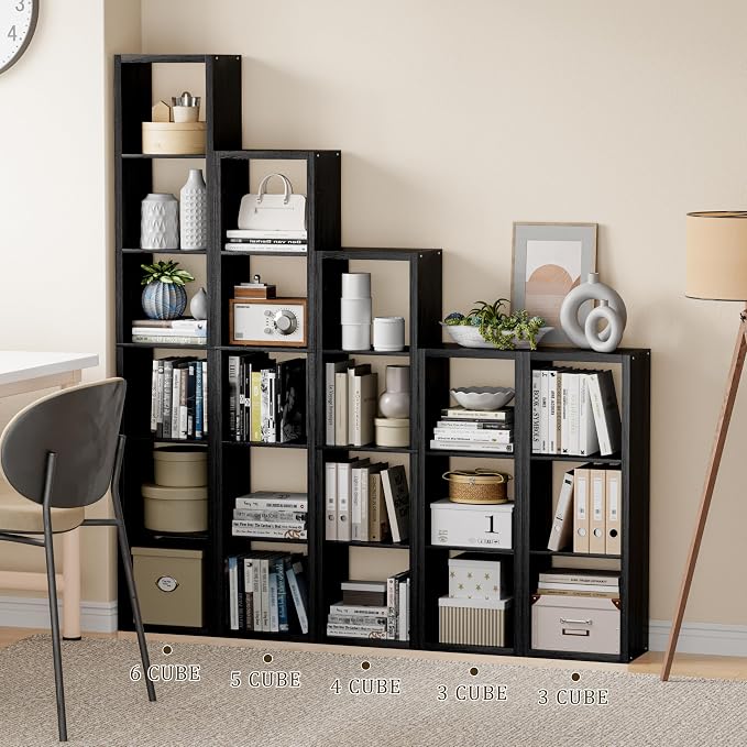 Cube Storage Organizer Bookcase, 3 Tier Decorative 11 inch Open Back Cubical - Image 4