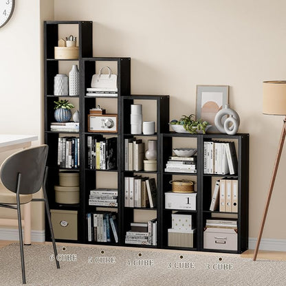 Cube Storage Organizer Bookcase, 3 Tier Decorative 11 inch Open Back Cubical - Image 4