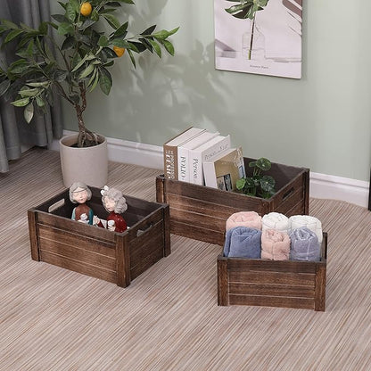 Farmhouse Antique Black Wooden Crate - Image 5