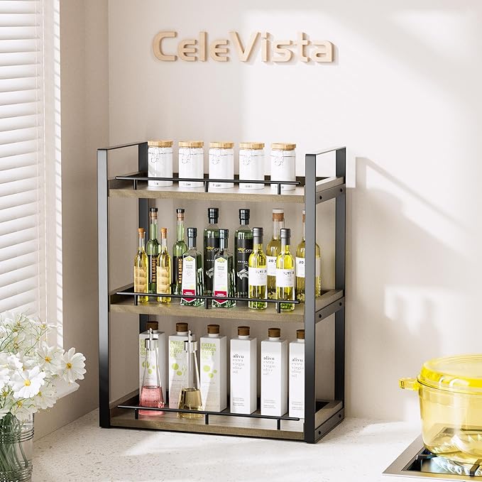 Bathroom Counter Organizer, 3 Tier Wood Countertop Shelf - Image 3