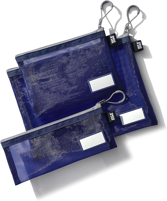 Set & Done Small Mesh Zipper Pouches – Nylon Cosmetic Bags by SETDONE