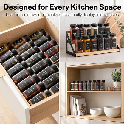 EDELHAUS Glass Spice Jars with Label and Black Rotating Lids Spice Containers - Image 4