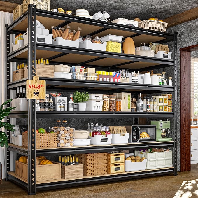 83.8"H Garage Shelving 59.8"W Metal Shelving 3000LBS Storage Shelves Heavy Duty by Durayloly