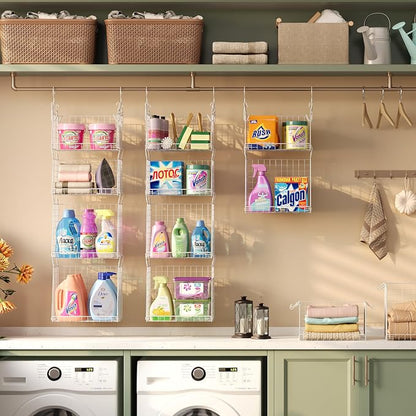 4-Tier Hanging Laundry Room Organizer: Foldable Wire Shelf Basket - Image 5