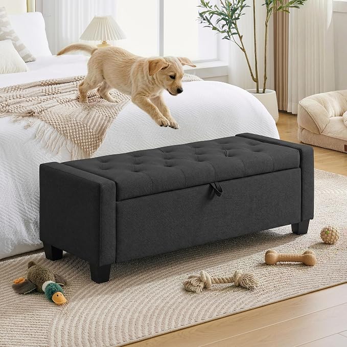 Huatean Home 43" Ottoman with Storage, Storage Ottoman Bench with Safety Hinge - Image 7