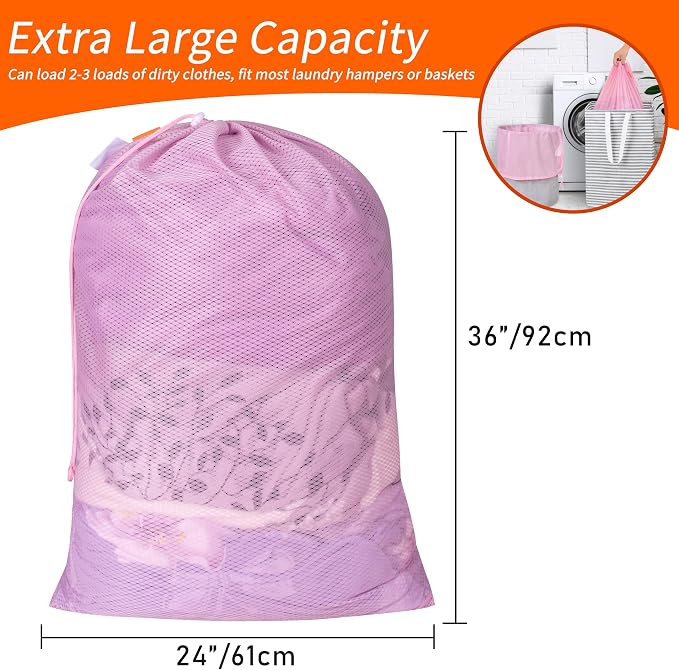 Polecasa 2 Pack Heavy Duty Diamond Mesh Laundry Bag, Breathable Mesh, Machine - Image 3