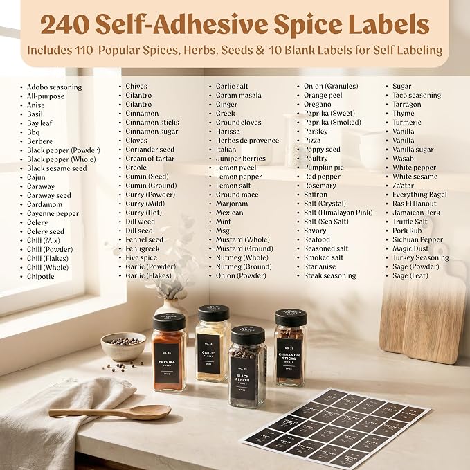 EDELHAUS Square Glass Spice Jars - Image 9
