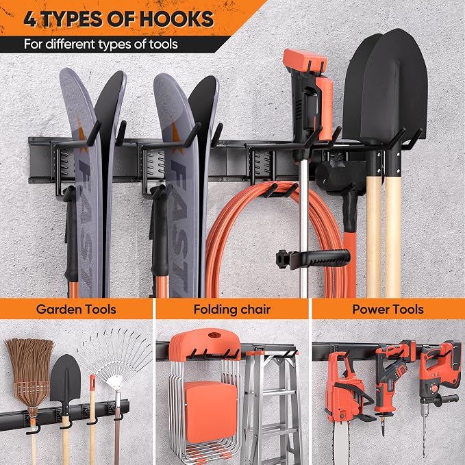 Garden Tool Organizer Wall Mount, 48 inches Tool Storage Rack - Image 6