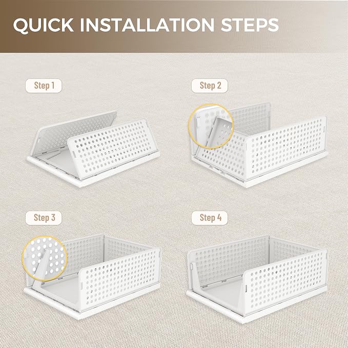 Pinkpum 6 Pack Closet Organizers Storage Bins, Stackable Plastic Drawer Basket - Image 8