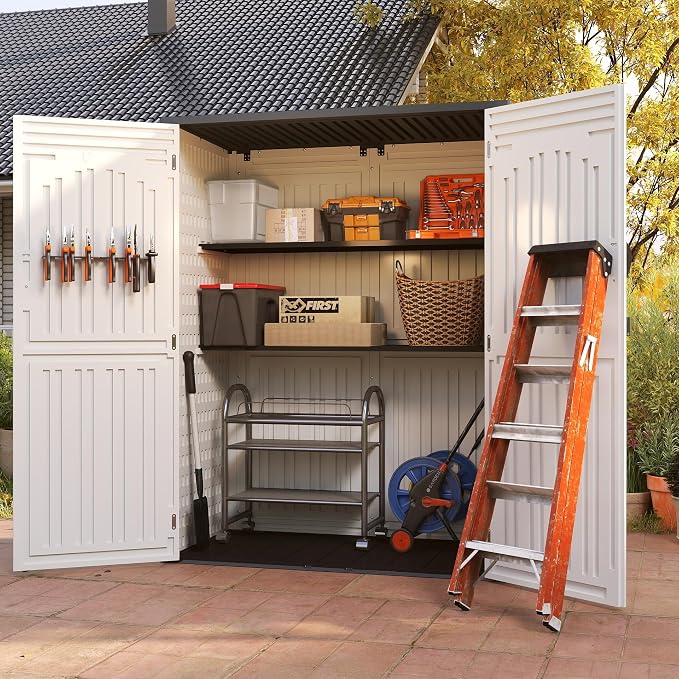 EHHLY Vertical Resin Storage Shed, 60 Cuft Garden Tool Sheds & Outdoor Storage - Image 6