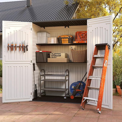 EHHLY Vertical Resin Storage Shed, 60 Cuft Garden Tool Sheds & Outdoor Storage - Image 6
