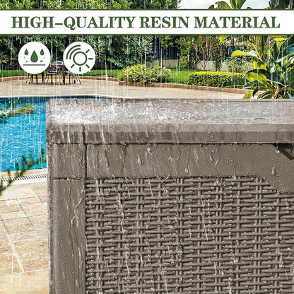 Greesum 100 Gallon Resin Deck Box Large Outdoor Storage, Imitation Rattan Weave - Image 5