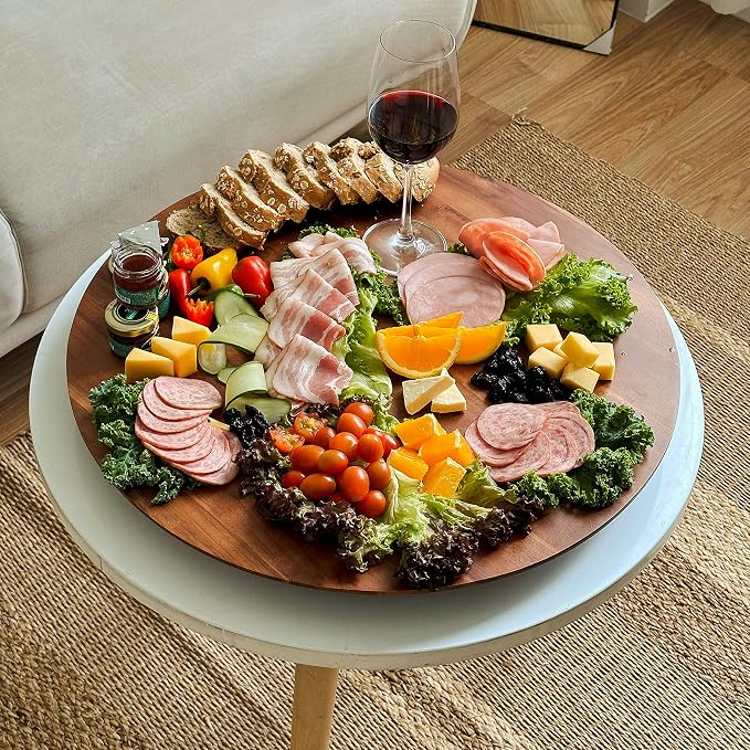 21" Acacia Wood Lazy Susan for Table Top - Image 4