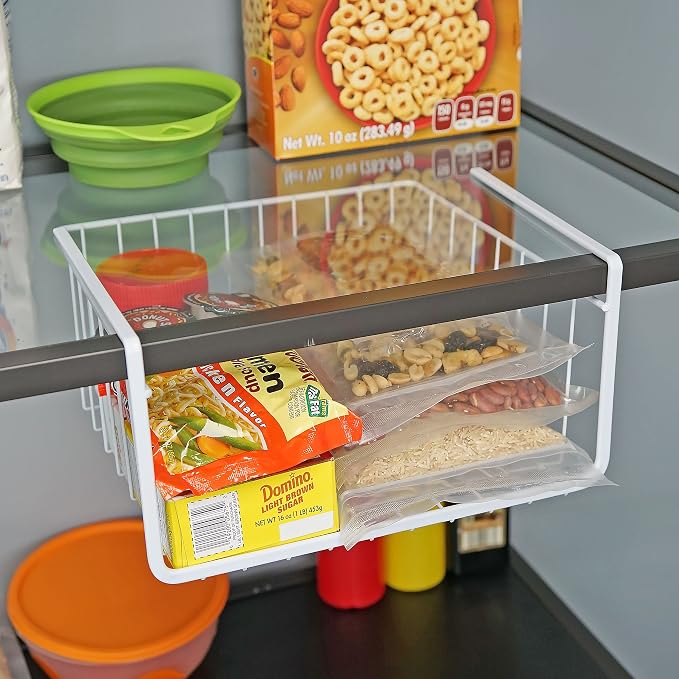 White Wire Under-Shelf Storage Basket, 10-Inch – Durable Organization Solution - Image 3