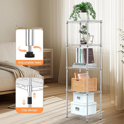 5 Tiers Shelf Metal Storage Shelves Wire Rack Closet Organizers - Image 5