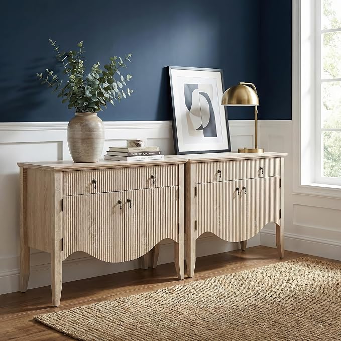 FUSUNBAO 40" Fluted Buffet Cabinet, Sideboard Credenza - Image 3