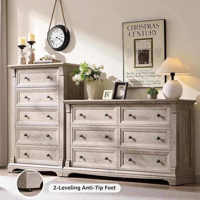T4TREAM Farmhouse 5 Drawers Dresser - Image 3