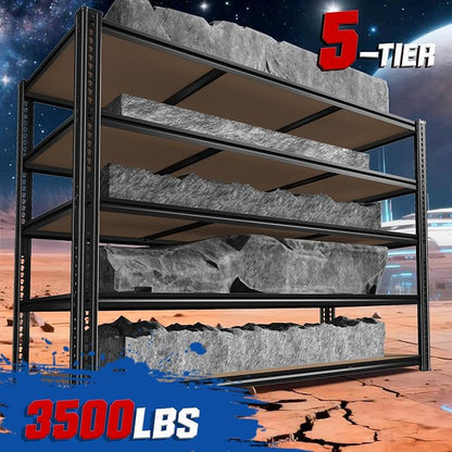 ROOMFAVE 3500LBS Garage Shelving 60" W Metal Shelving 72" H Storage Shelves - Image 4