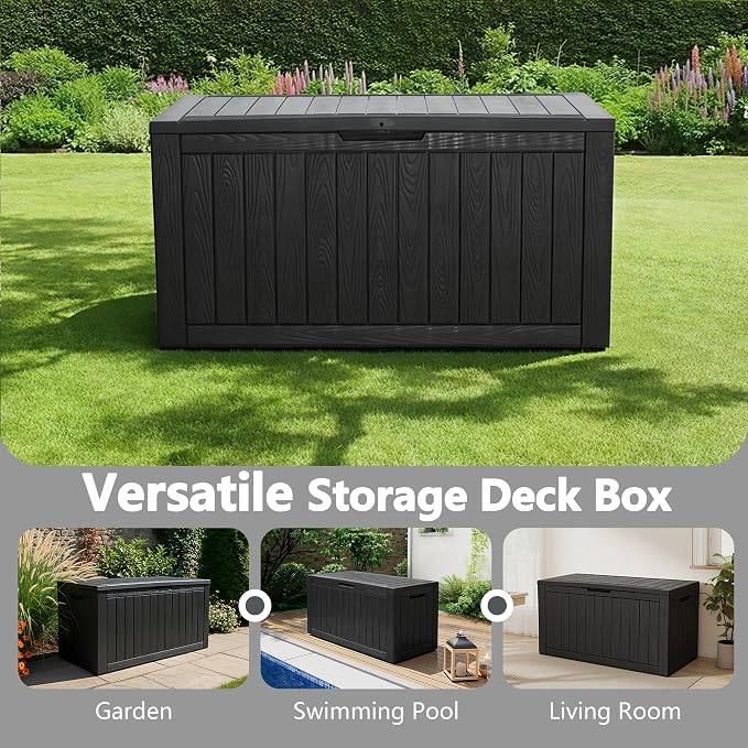 KAMABOKO 110 Gallon Waterproof Large Resin Deck Box, Lockable Large Outdoor - Image 6