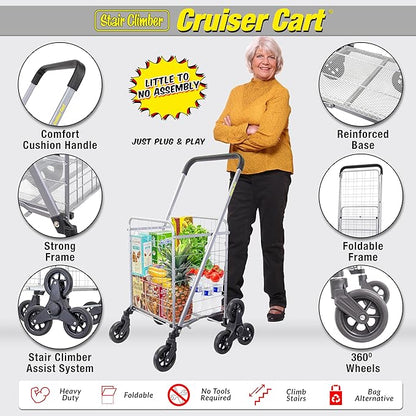 dbest products Stair Climber Cruiser Cart Shopping Grocery Rolling Folding - Image 2