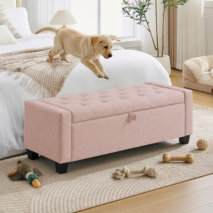 Huatean Home 43" Ottoman with Storage, Upholstered Entryway Bench with Seating - Image 3