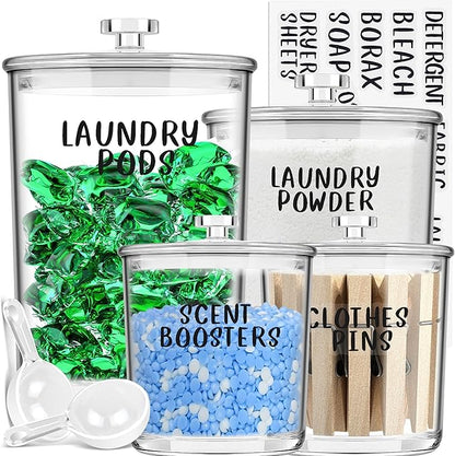 4 Pack Laundry Room Organization Jars by TIDIdea