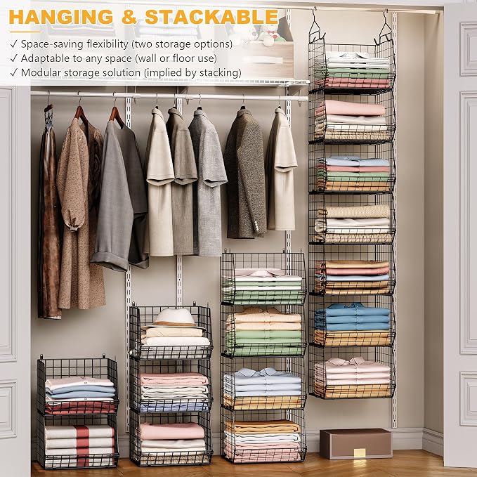 X-cosrack 7 Tier Foldable Hanging Closet Organizer and Storage, Wire Closet - Image 6