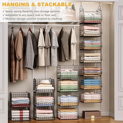 X-cosrack 7 Tier Foldable Hanging Closet Organizer and Storage, Wire Closet - Image 6