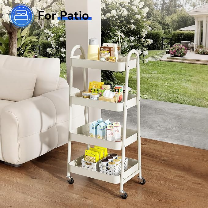 NEWBULIG 4-Tier Metal Rolling Storage Cart, Heavy Duty Mobile Utility Organizer - Image 8