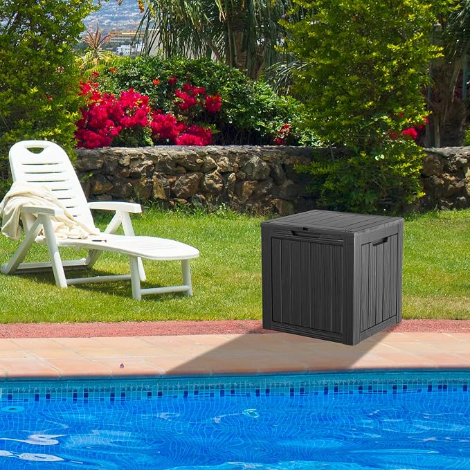 35 Gallon Resin Deck Box, Waterproof Outdoor Storage Bin - Image 9