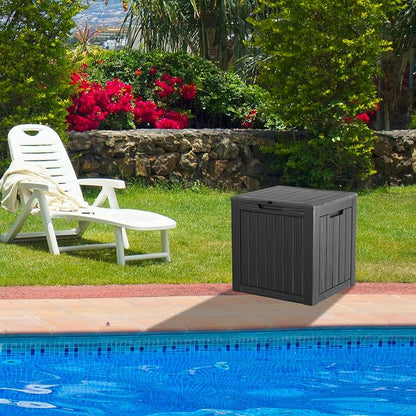 35 Gallon Resin Deck Box, Waterproof Outdoor Storage Bin - Image 9