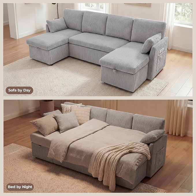 Huatean Home Oversized Sleeper Sofa Couch, 100 inch 2 in 1 Pullout Couch Bed - Image 4