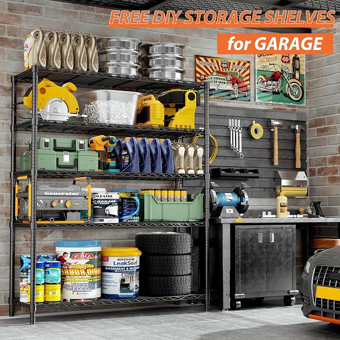 Storage Shelves Heavy Duty, 5-Tier Adjustable Metal Industrial Utility Shelf - Image 5