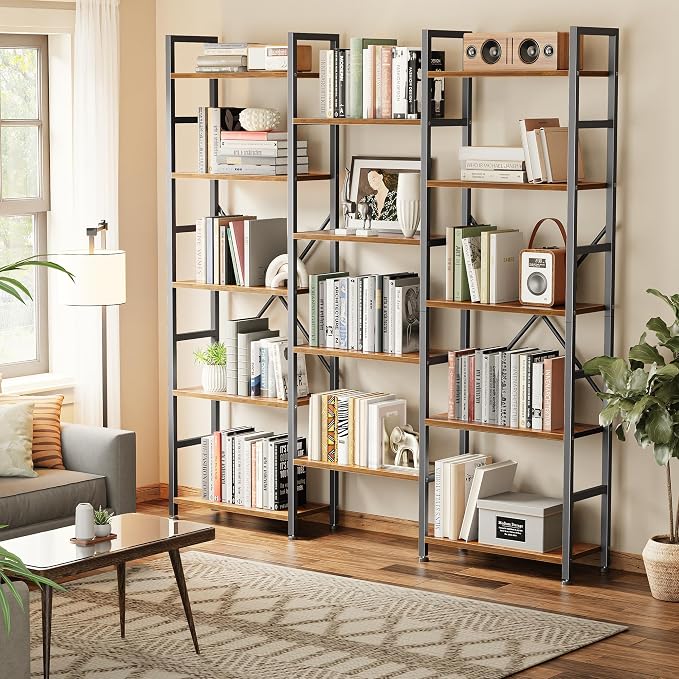 SUPERJARE Triple Bookshelf, Bookcase - Image 9