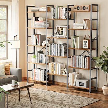 SUPERJARE Triple Bookshelf, Bookcase - Image 9