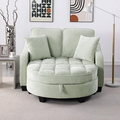 ERYE Chenille Tufted Loveseat Sofa and Ottoman Set, Tufted Recliner Sleeper - Image 5