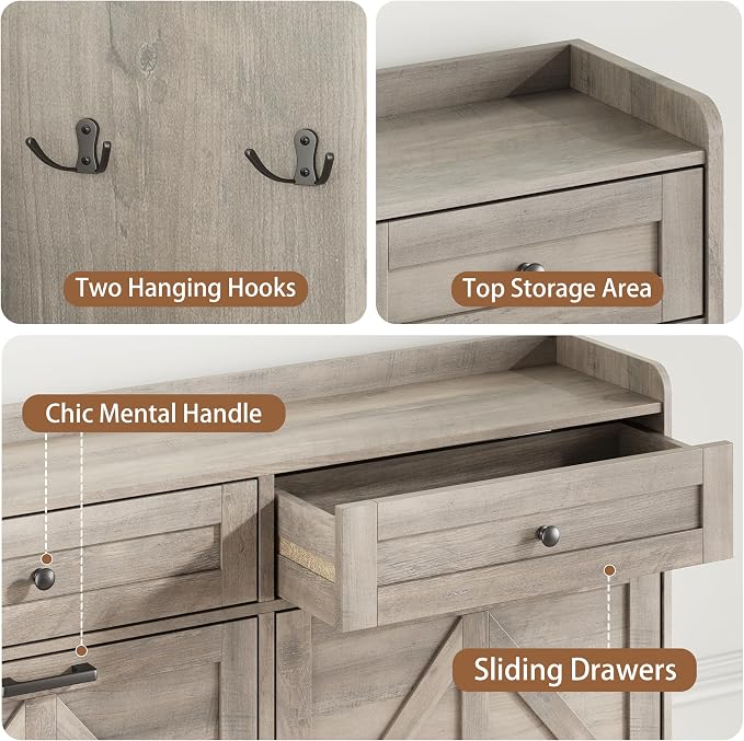 Shoe Cabinet with 4 Flip Drawers & 2 Top Drawers, Hidden Slim Shoe Rack - Image 6
