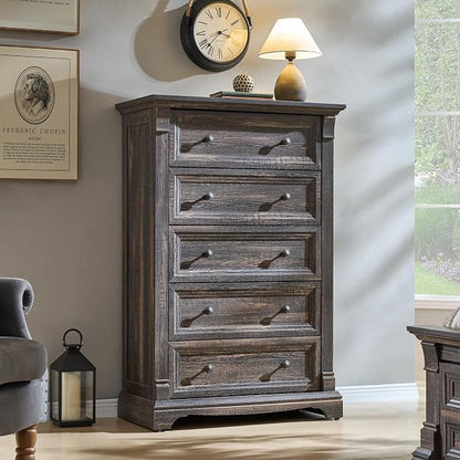 T4TREAM Farmhouse 5 Drawer Dresser by T4TREAMFurniture