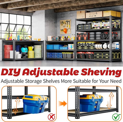 48"W Garage Shelving, 3050LBS Storage Shelves heavy duty, 5 Tier Metal Shelving - Image 6
